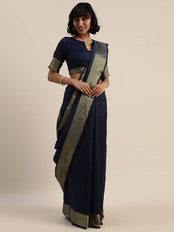 Saadhvi Lycra Printed Saree With Unstitched Blouse Piece ( Blue ) Saadhvi Lycra Printed Saree With Unstitched Blouse Piece ( Blue )
