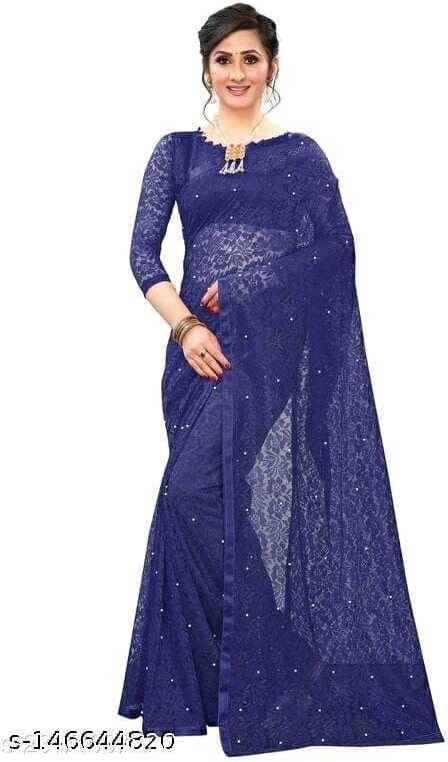 Saadhvi Net Printed Saree With Unstitched Blouse Piece ( Blue ) Saadhvi Net Printed Saree With Unstitched Blouse Piece ( Blue )