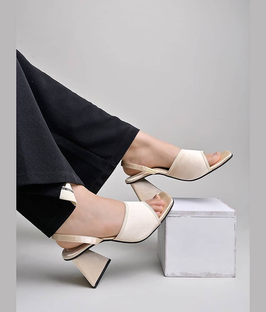 Shoetopia Gold Women's Sandal Heels - Heels | Buy online on ZillyBuy