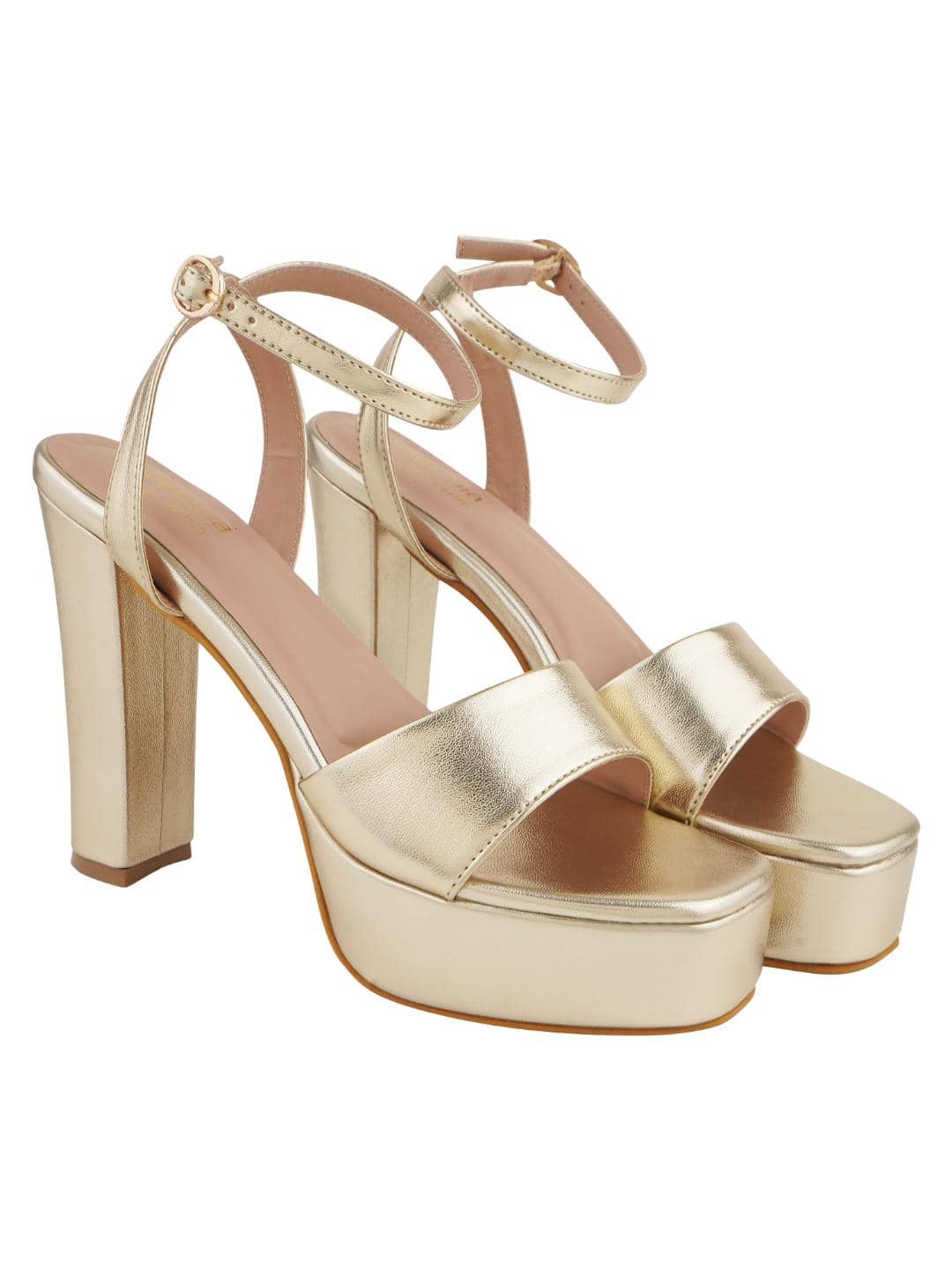 Shoetopia Gold Women's Sandal Heels - Heels | Buy online on ZillyBuy