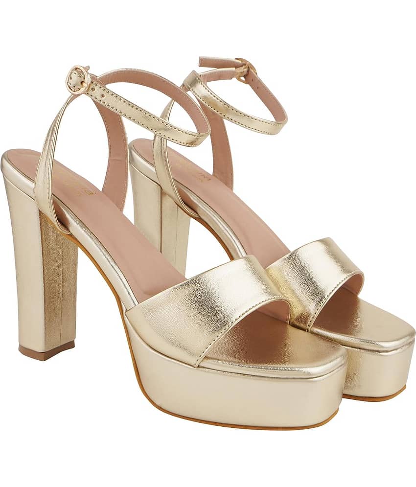 Shoetopia Gold Women's Sandal Heels - Heels | Buy online on ZillyBuy