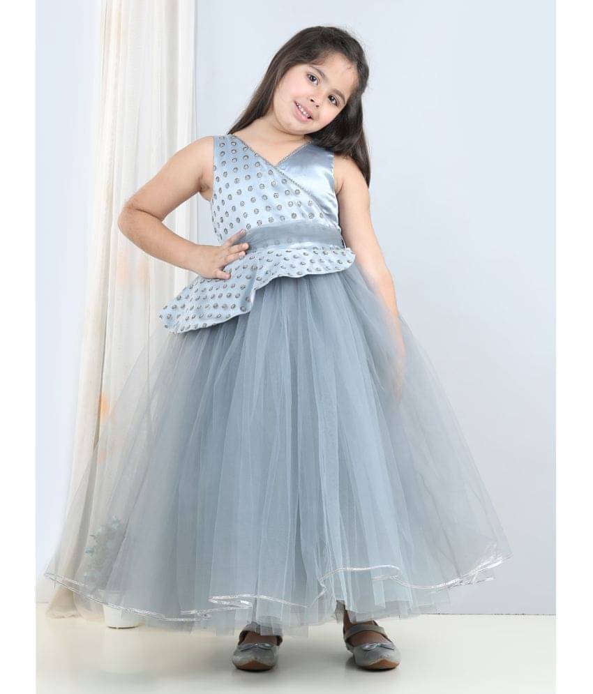     			Toy Balloon Kids Net Fit And Flare Dress For Girls ( Pack of 1 , Grey )