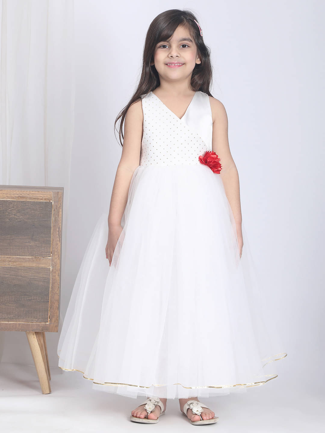 Toy Balloon Kids Net Fit And Flare Dress For Girls ( Pack of 1 , White ) Toy Balloon Kids Net Fit And Flare Dress For Girls ( Pack of 1 , White )