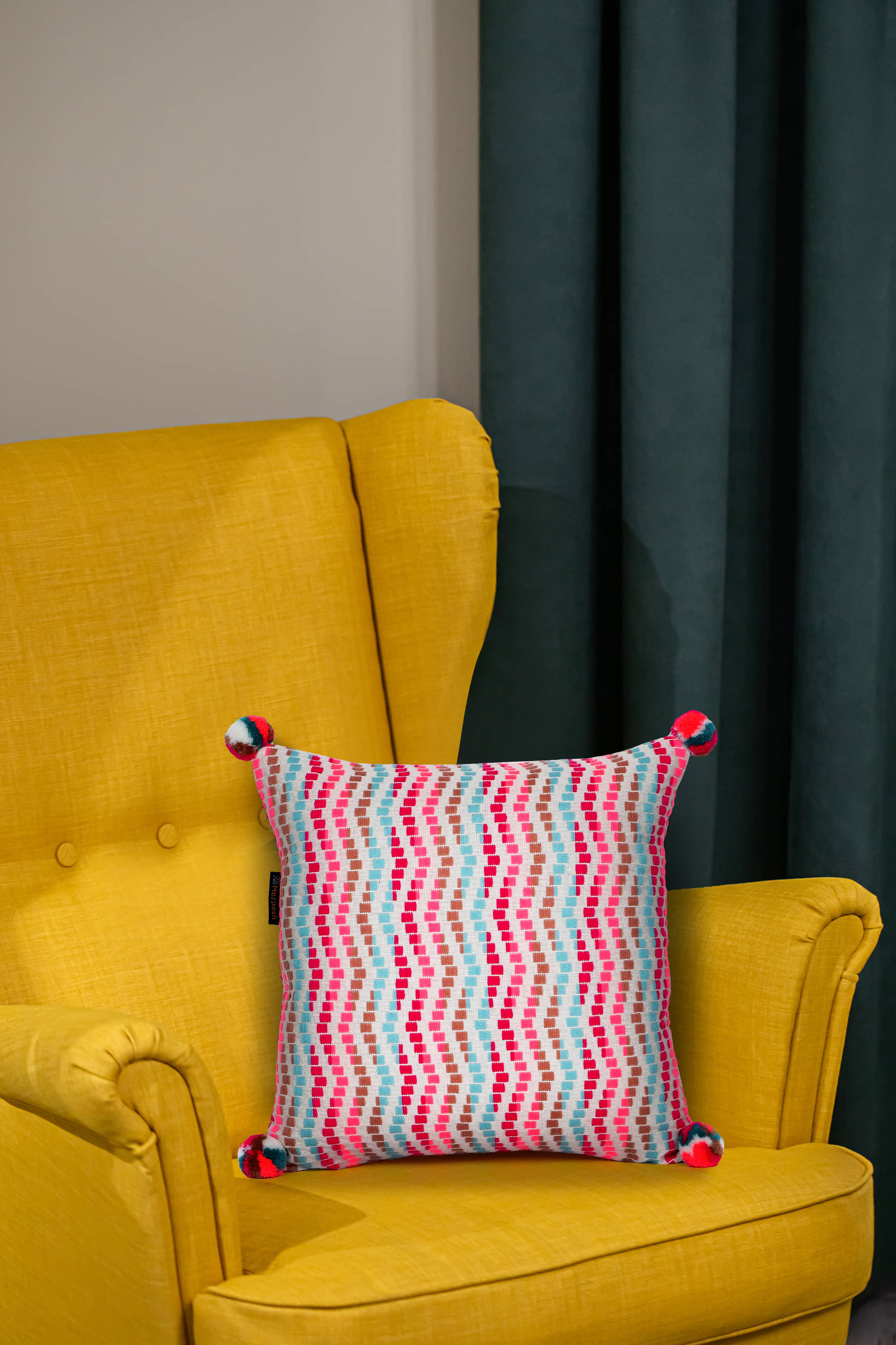     			mezposh Set of 1 Jacquard Vertical Striped Square Cushion Cover (40X40)cm - Multi