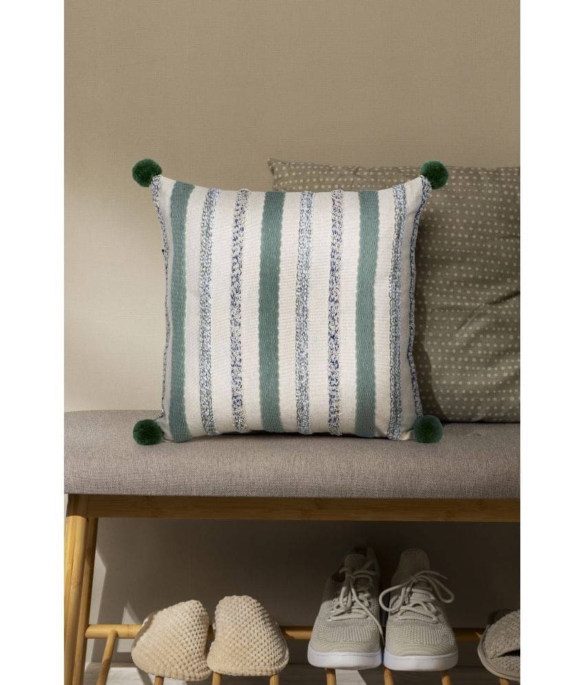     			mezposh Set of 1 Jacquard Vertical Striped Square Cushion Cover (40X40)cm - Sea Green