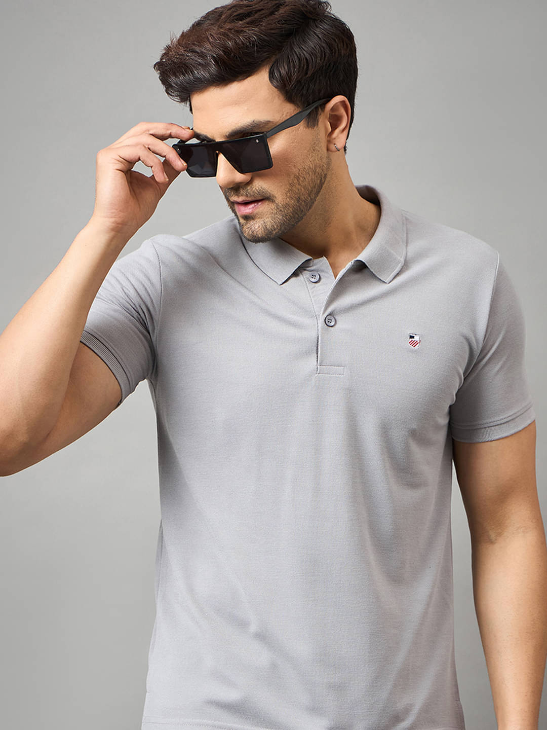     			zigo Pack of 1 Cotton Blend Regular Fit Solid Half Sleeves Men's Polo T Shirt ( Grey )