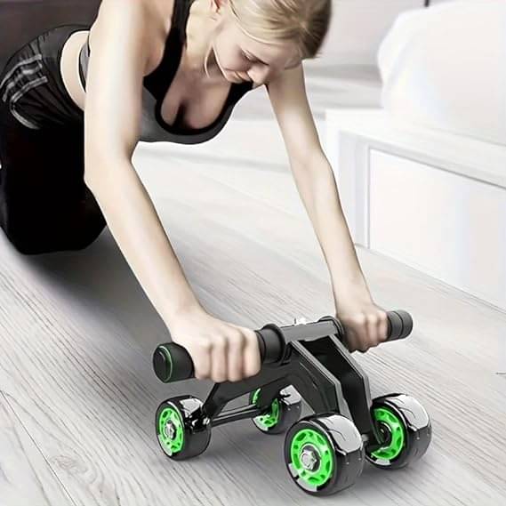     			4 Wheel Ab Roller Home Gym Indoor Ab Wheel for Abs Workouts 4 Wheel Abdominal Exercise Core Workouts for Men & Women (Green) Pack of 1