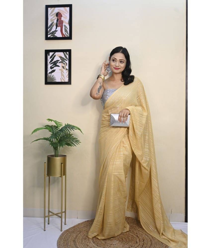     			ANAND SAREES Satin Dyed Saree Without Blouse Piece ( Beige )