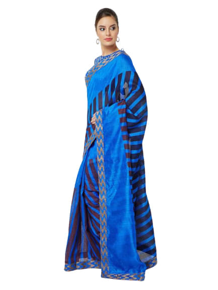 Aarrah Georgette Printed Saree With Unstitched Blouse Piece ( Blue ) Aarrah Georgette Printed Saree With Unstitched Blouse Piece ( Blue )