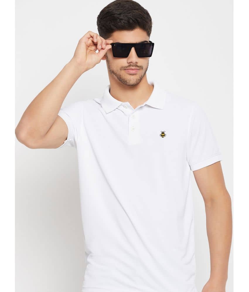 Auxamis Pack of 1 Cotton Blend Regular Fit Solid Half Sleeves Men's Polo T Shirt ( White )