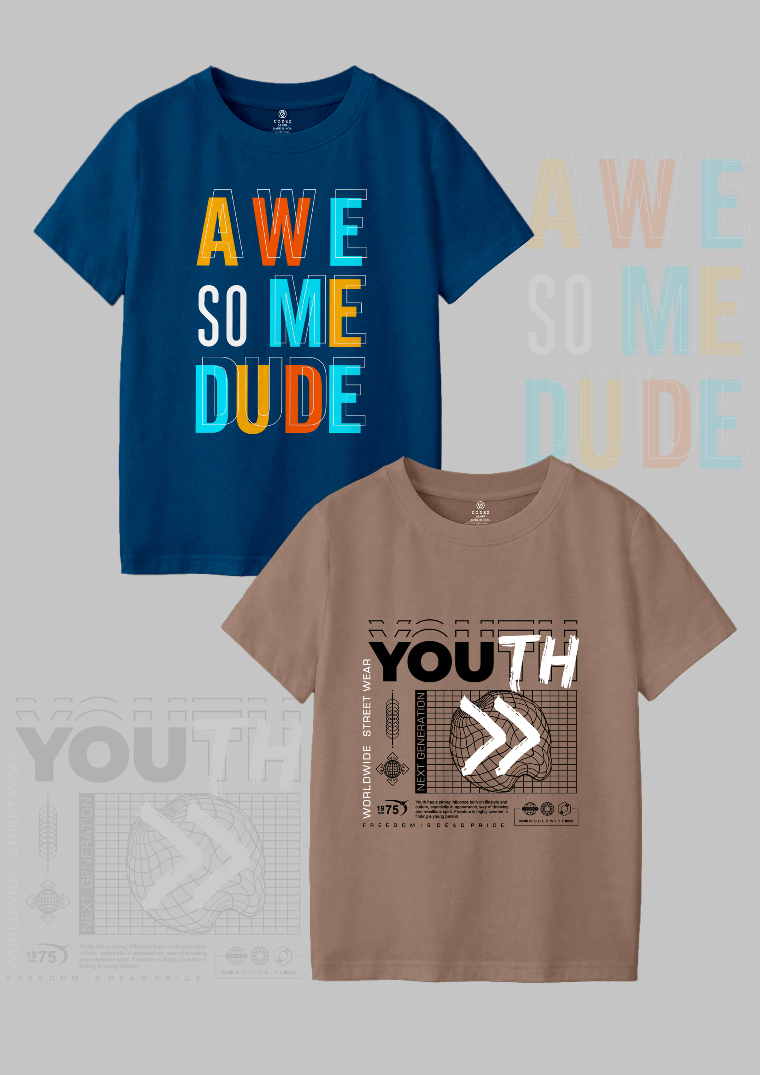     			CODEZ Pack of 5 Boys Cotton Blend T-Shirt ( Multi Color )
