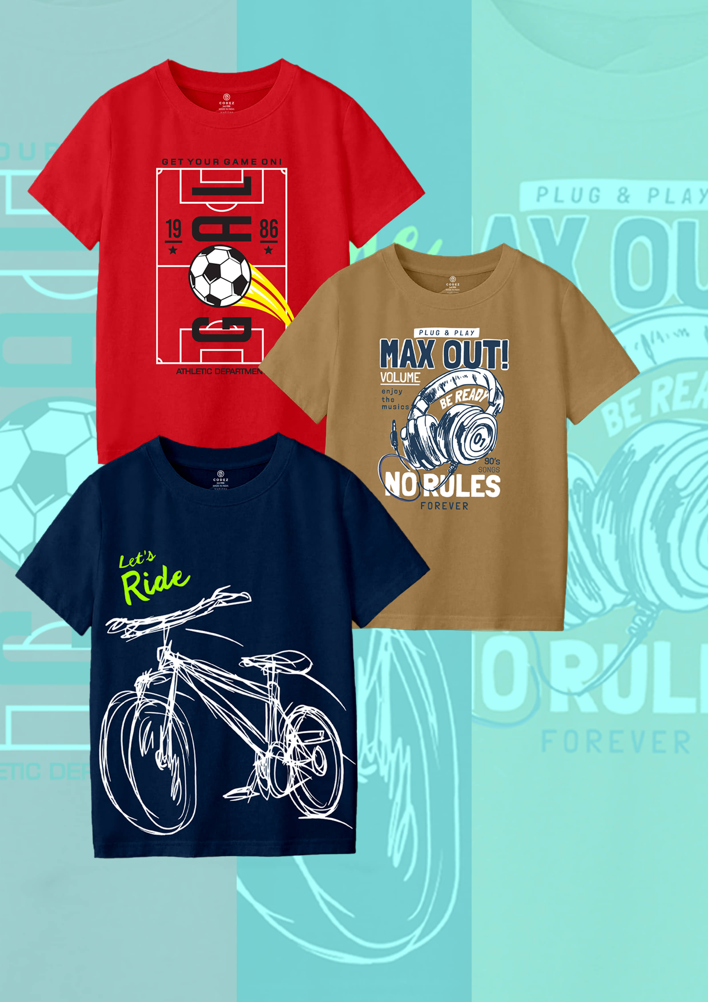     			CODEZ Pack of 1 Boys Cotton Blend T-Shirt ( Multi Color )