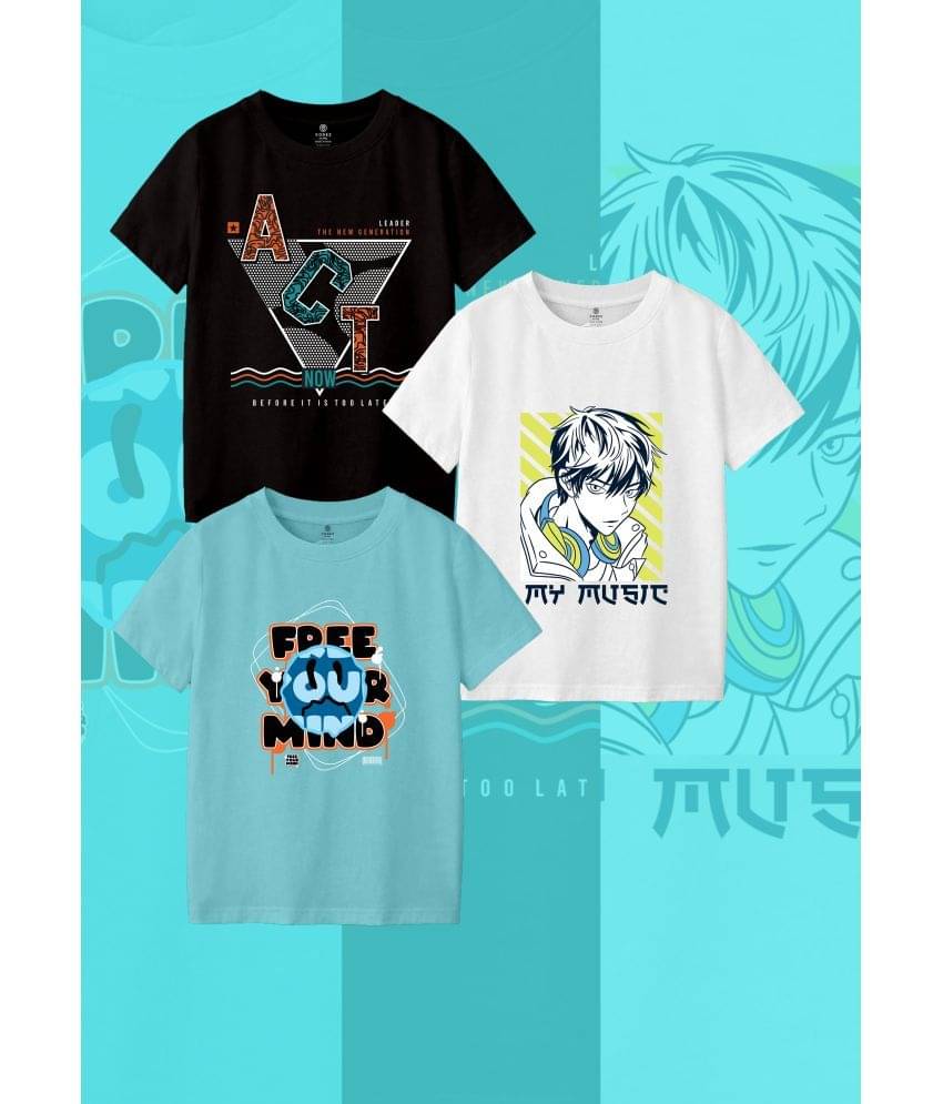     			CODEZ Pack of 3 Boys Cotton Blend T-Shirt ( Multi Color )