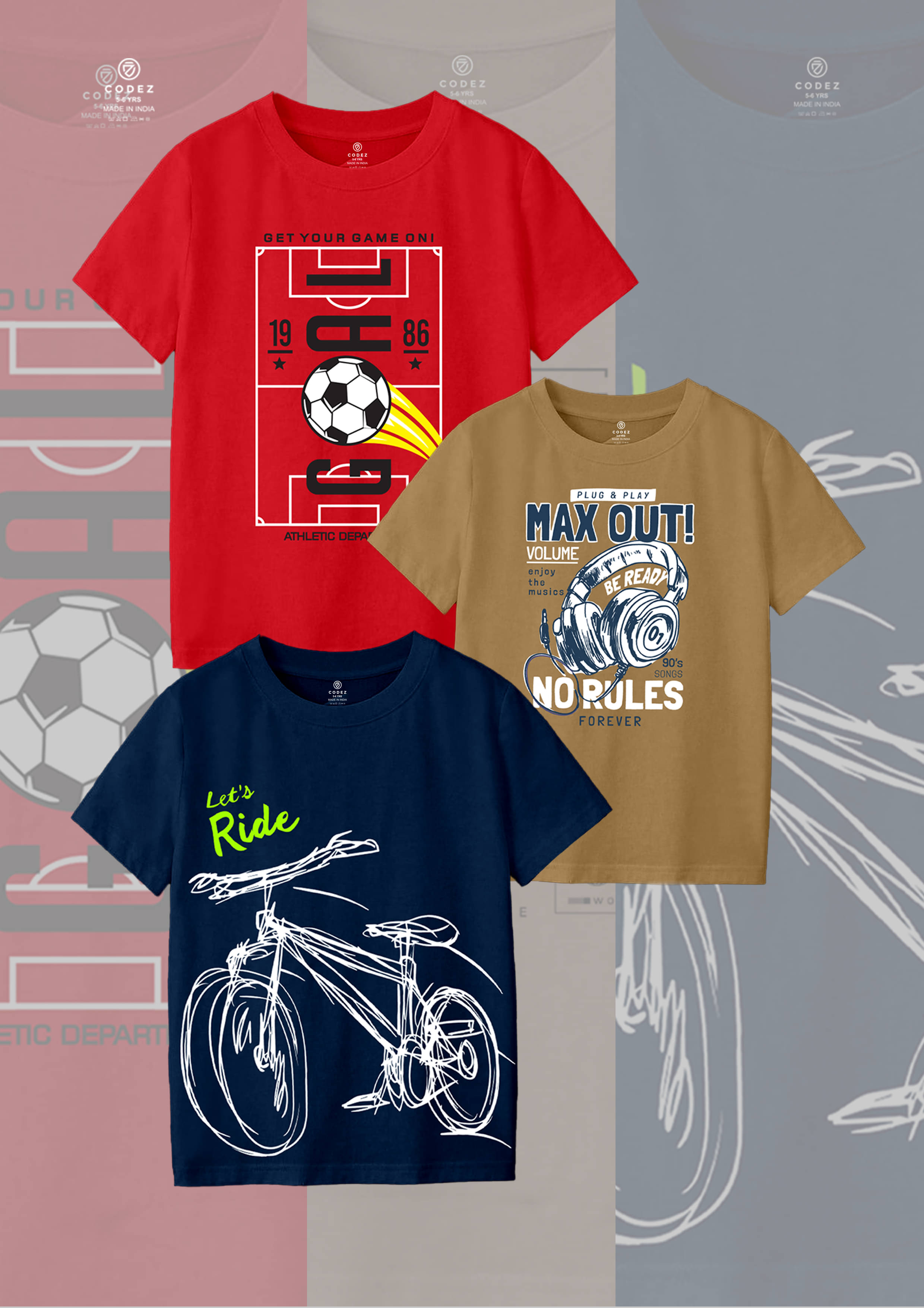     			CODEZ Pack of 2 Boys Cotton Blend T-Shirt ( Multi Color )