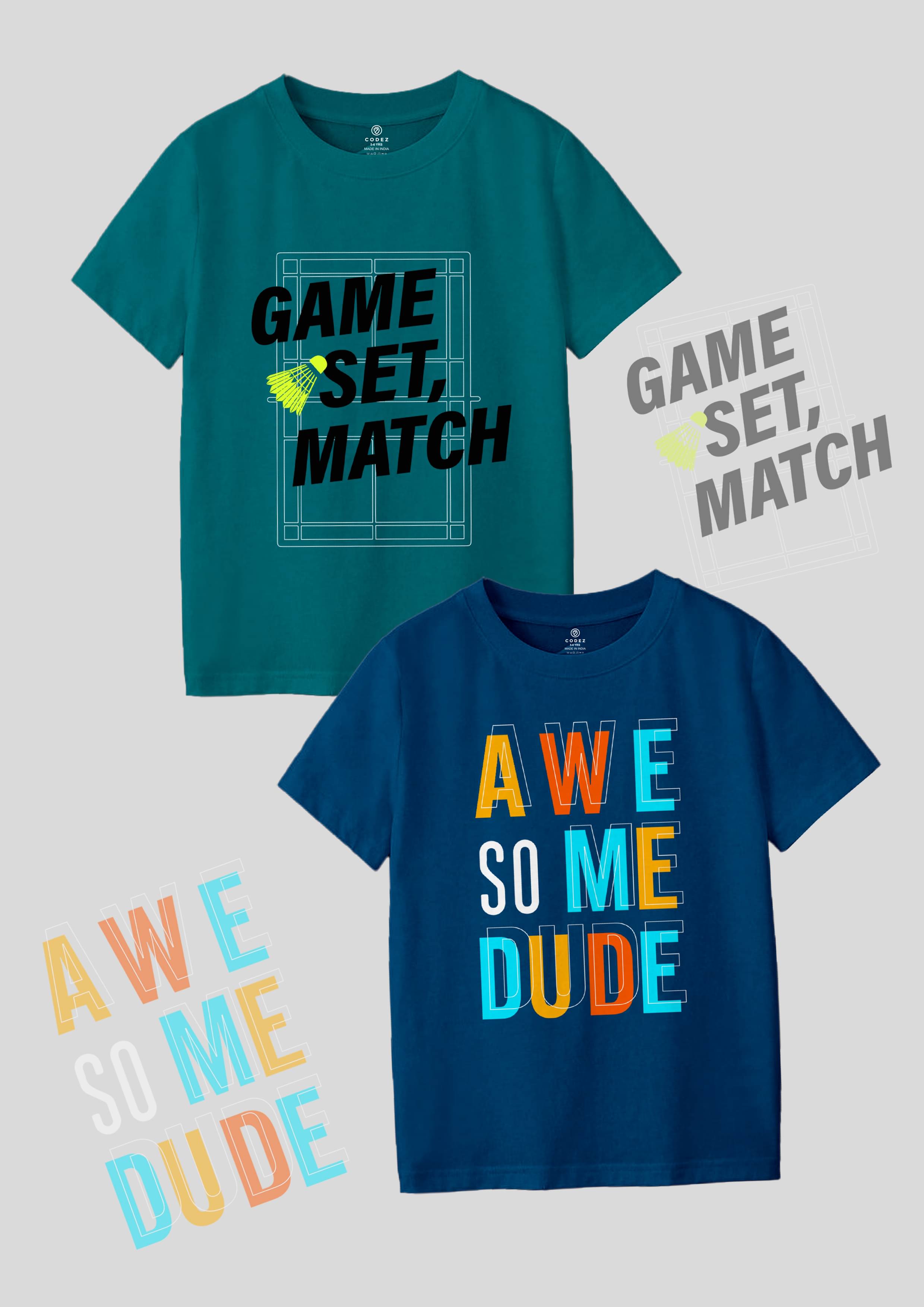     			CODEZ Pack of 2 Boys Cotton Blend T-Shirt ( Multi Color )