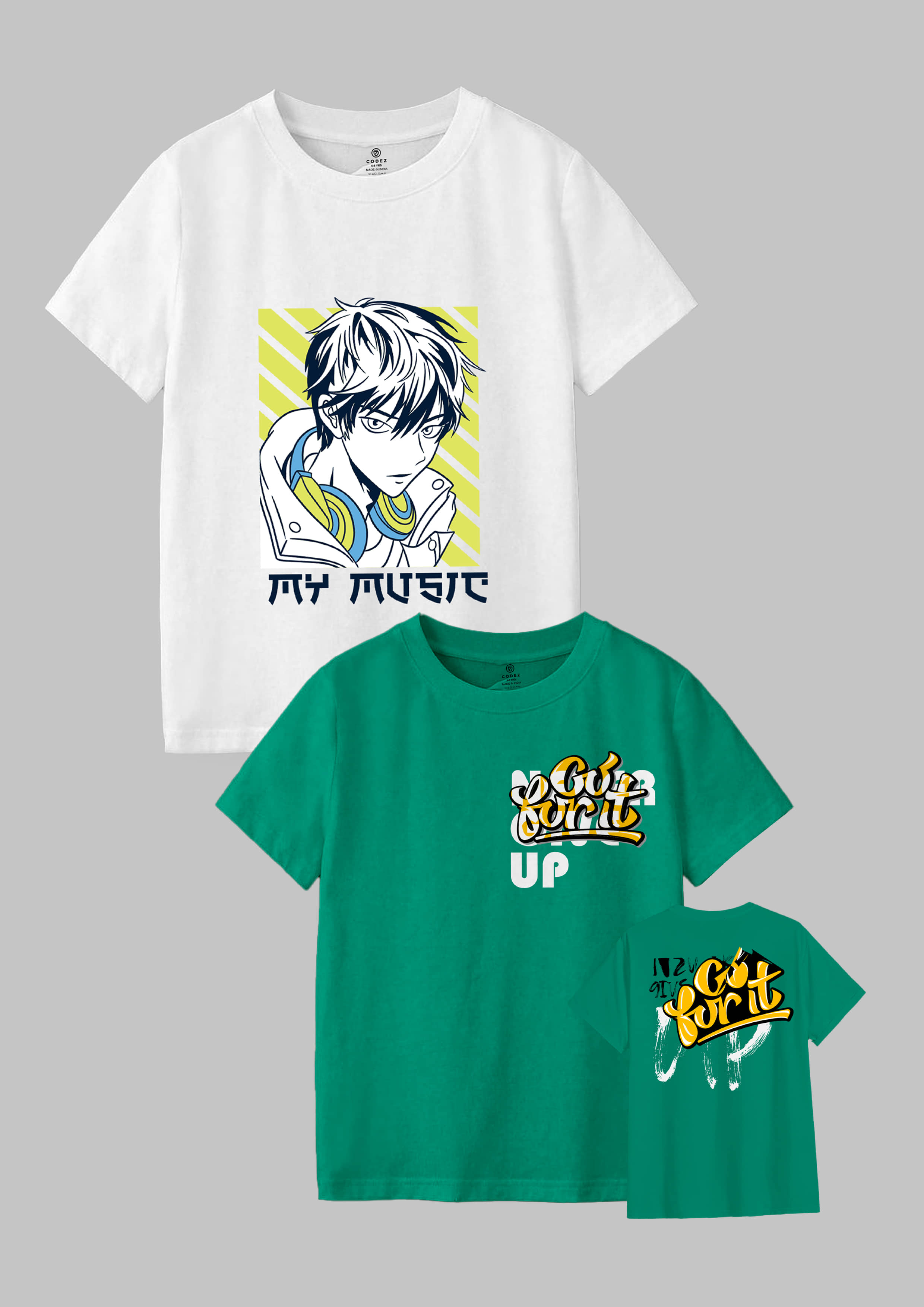 CODEZ Pack of 2 Boys Cotton Blend T-Shirt ( Multi Color )