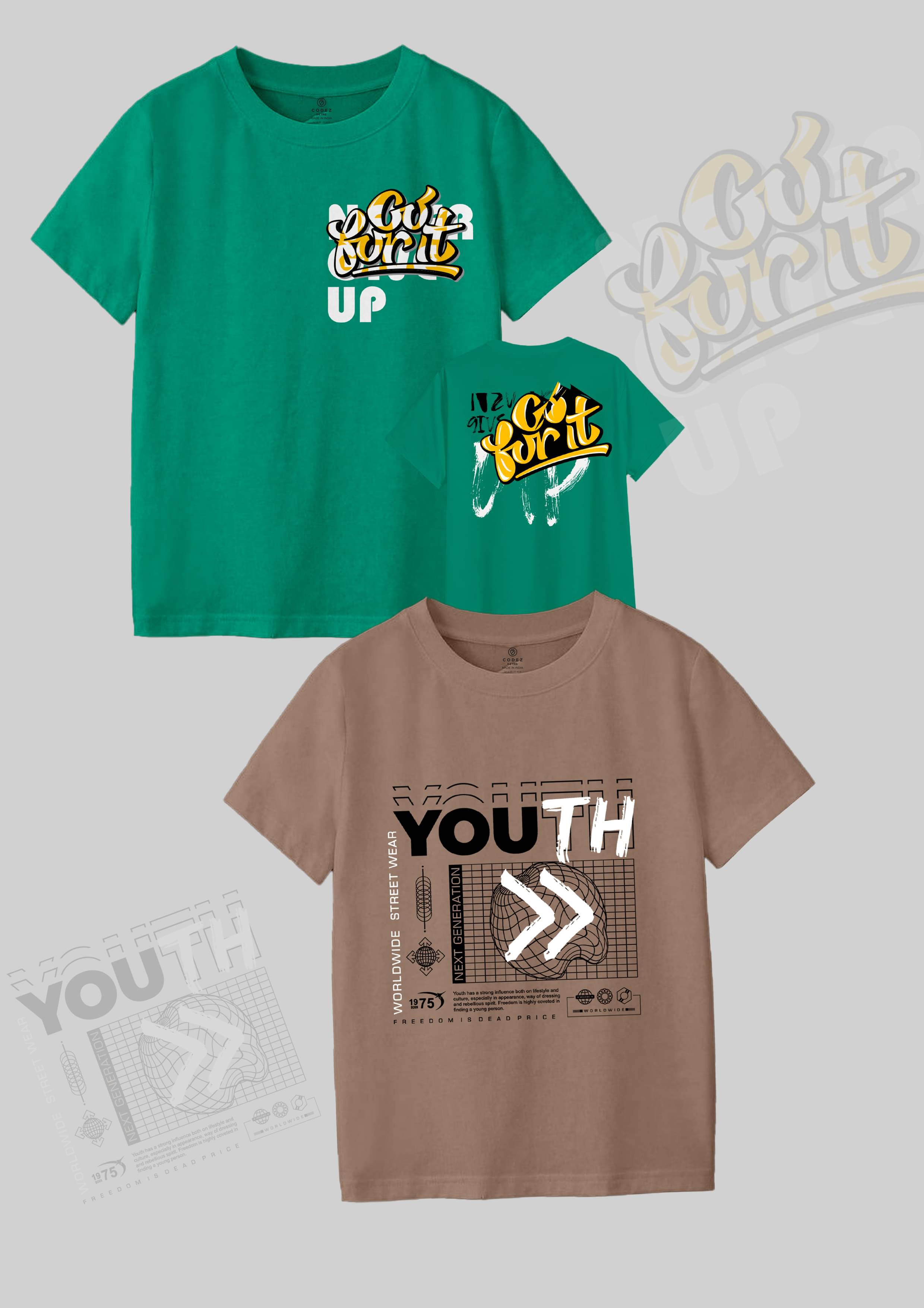     			CODEZ Pack of 2 Boys Cotton Blend T-Shirt ( Multi Color )