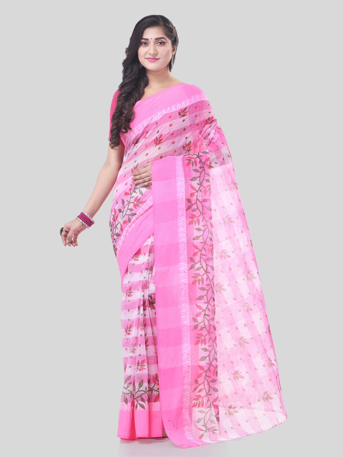 Desh Bidesh Cotton Printed Saree Without Blouse Piece ( Pink )     			Desh Bidesh Cotton Printed Saree Without Blouse Piece ( Pink )