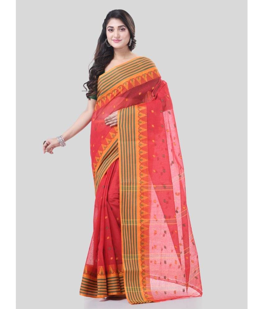     			Desh Bidesh Cotton Self Design Saree Without Blouse Piece ( Red )