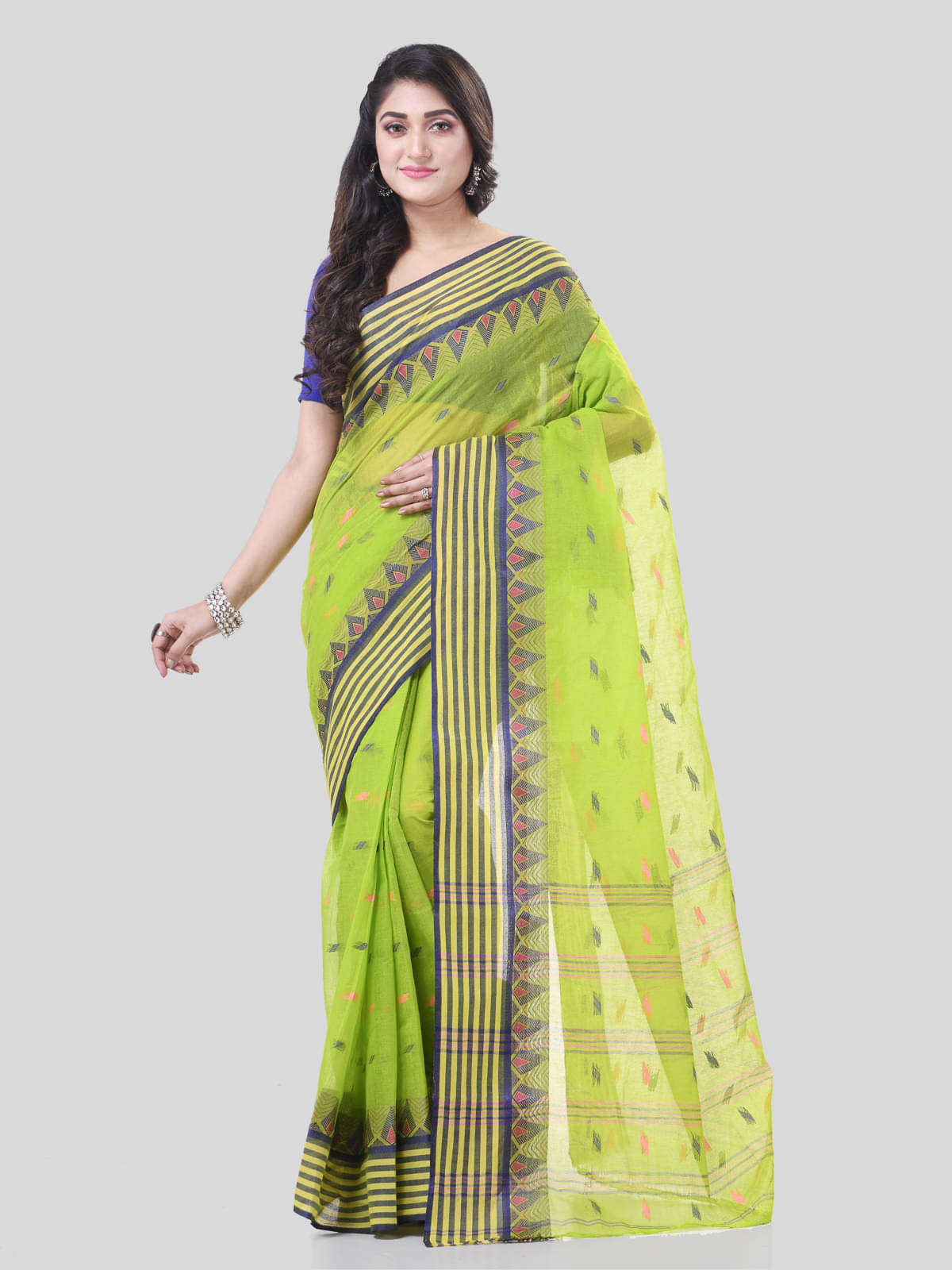     			Desh Bidesh Cotton Self Design Saree Without Blouse Piece ( Green )