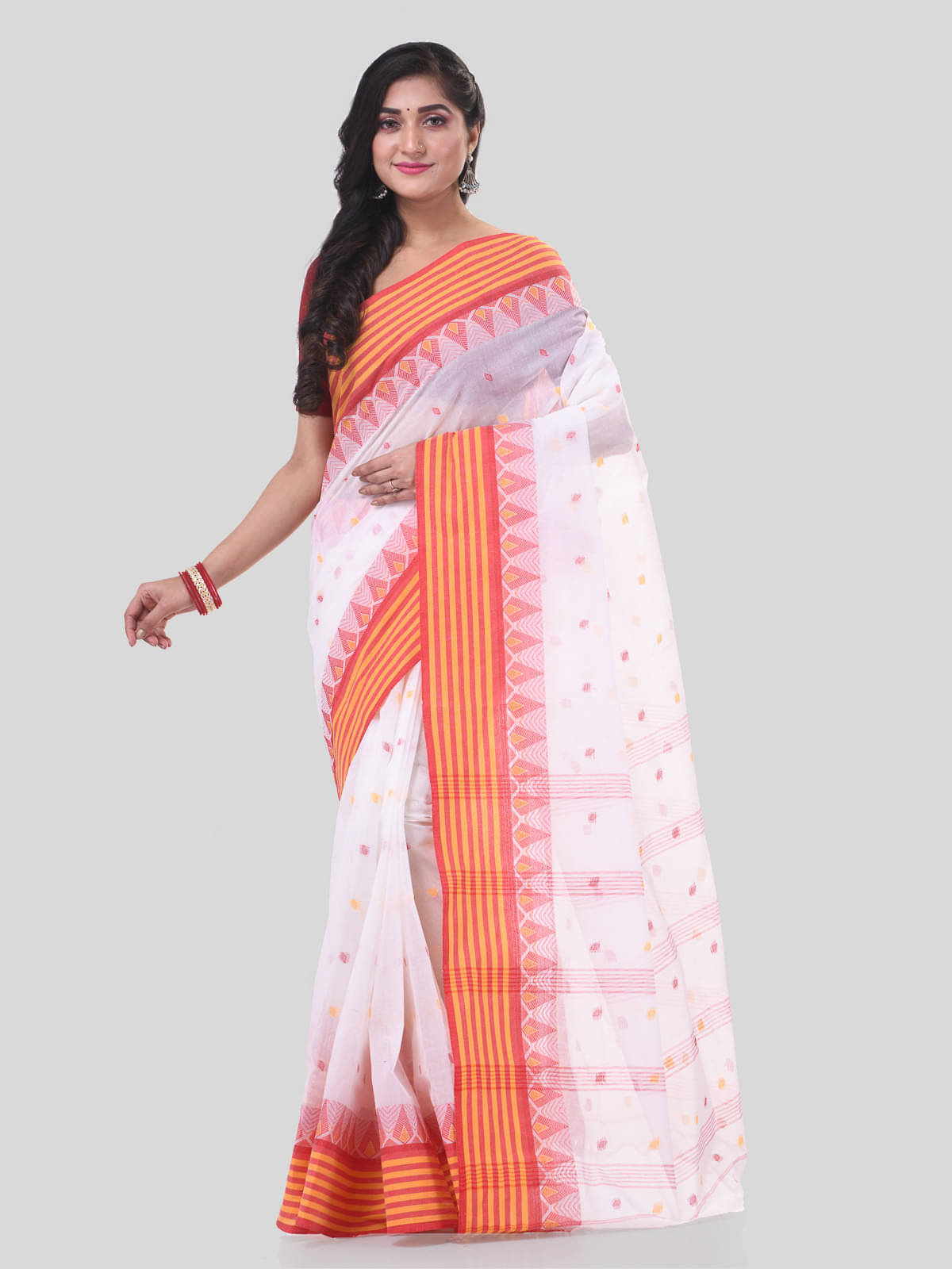     			Desh Bidesh Cotton Self Design Saree Without Blouse Piece ( White )