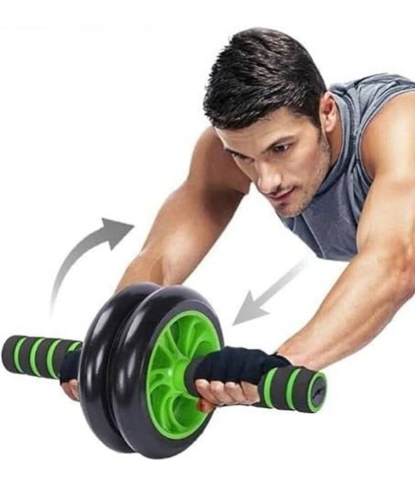 Double Wheel Ab Wheel Roller Exercise Equipment for Men and Women Workout Home Gym Exerciser (Pack of 1) Green - Sports and Fitness Equipment | Buy online on ZillyBuy