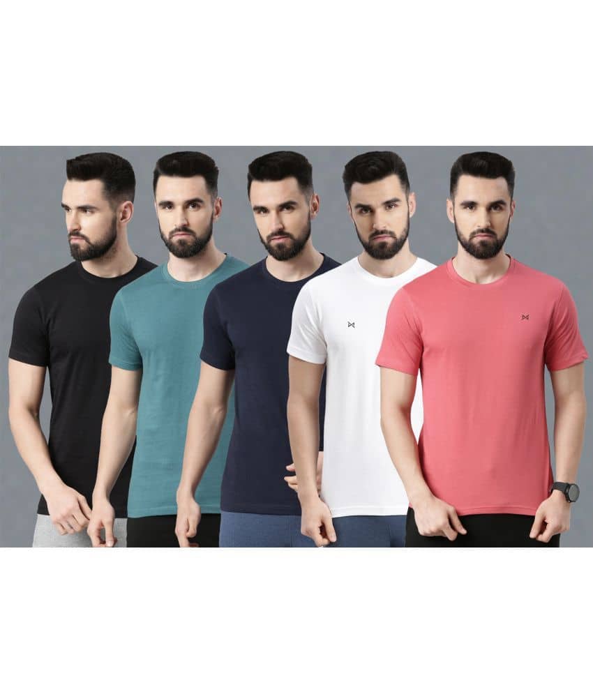 Force NXT Pack of 5 100% Cotton Regular Fit Men's T-Shirt ( Multicolor )