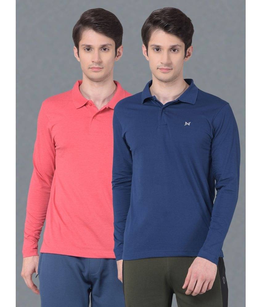 Force NXT Pack of 2 Cotton Regular Fit Solid Full Sleeves Men's Polo T Shirt ( Multicolor ) Force NXT Pack of 2 Cotton Regular Fit Solid Full Sleeves Men's Polo T Shirt ( Multicolor )