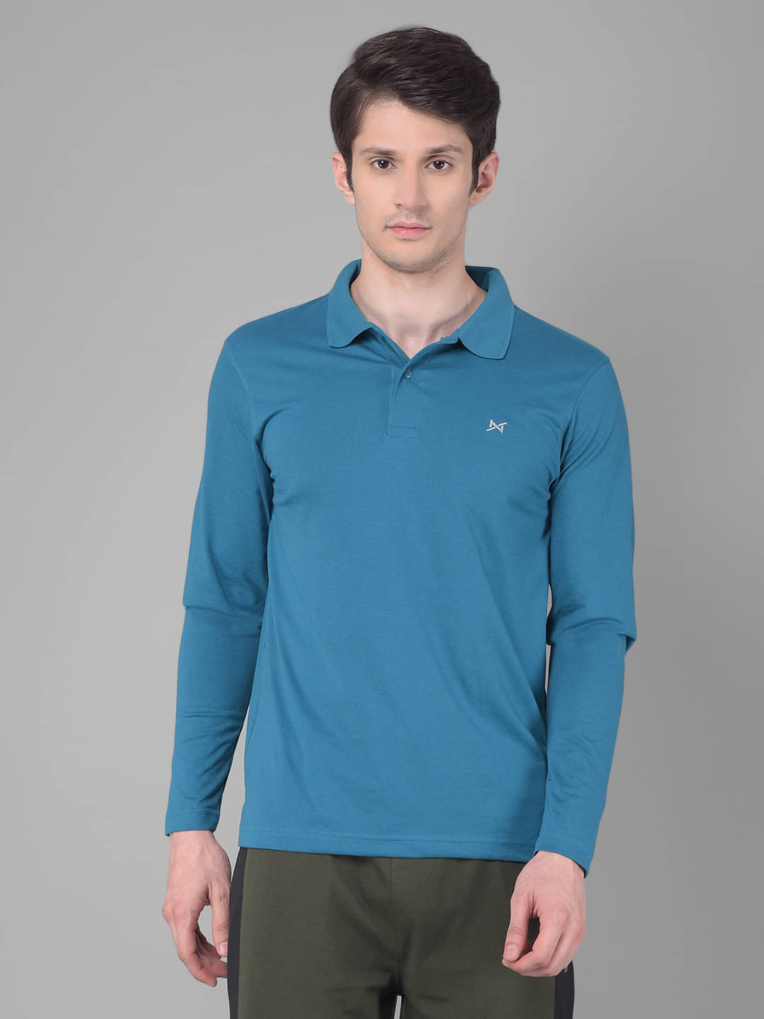     			Force NXT Pack of 1 Cotton Regular Fit Solid Full Sleeves Men's Polo T Shirt ( Blue )