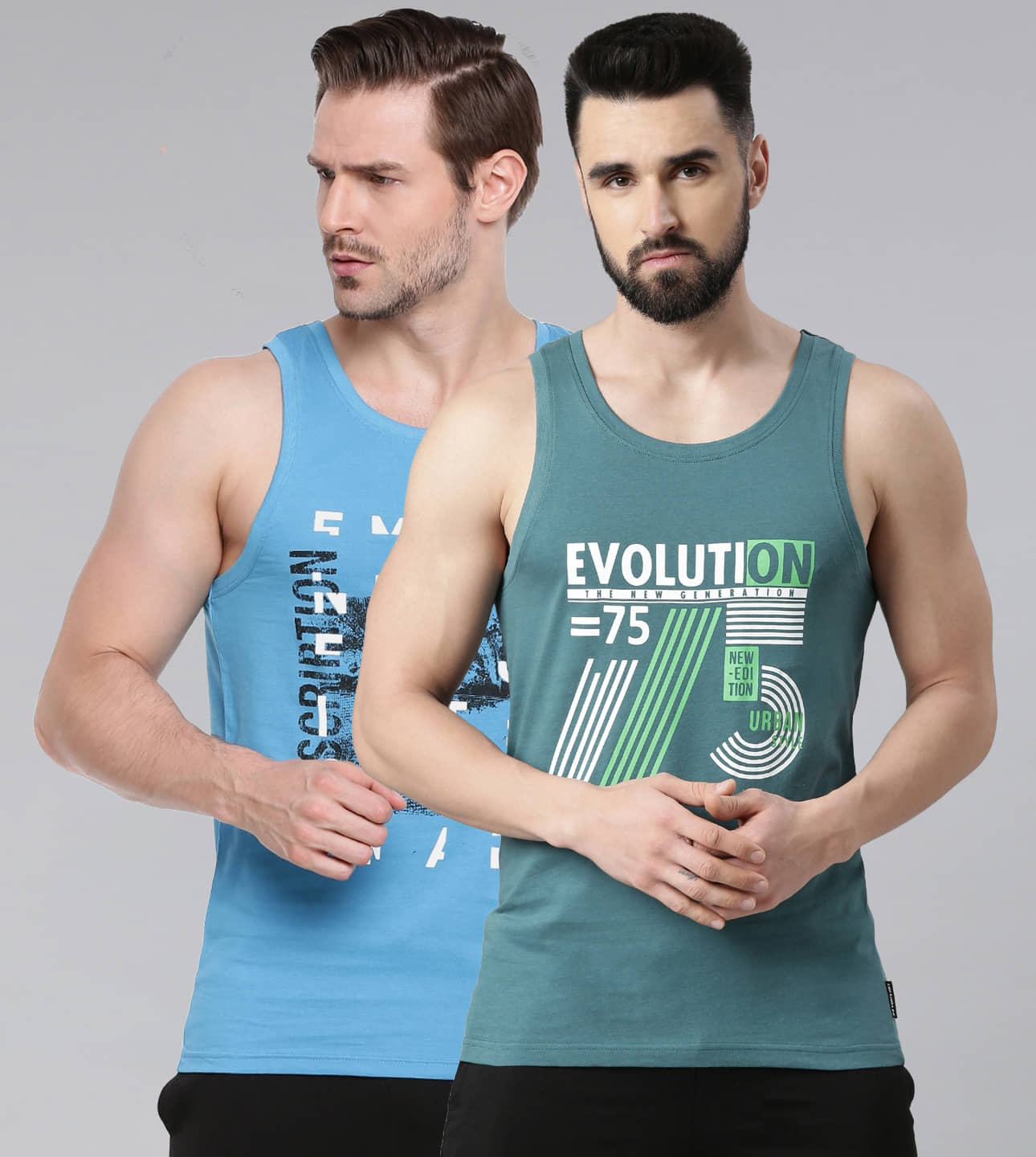 Force NXT Pack of 2 Cotton Blend Tank For Men ( Multi ) - Nightwear & Loungewear | Buy online on ZillyBuy