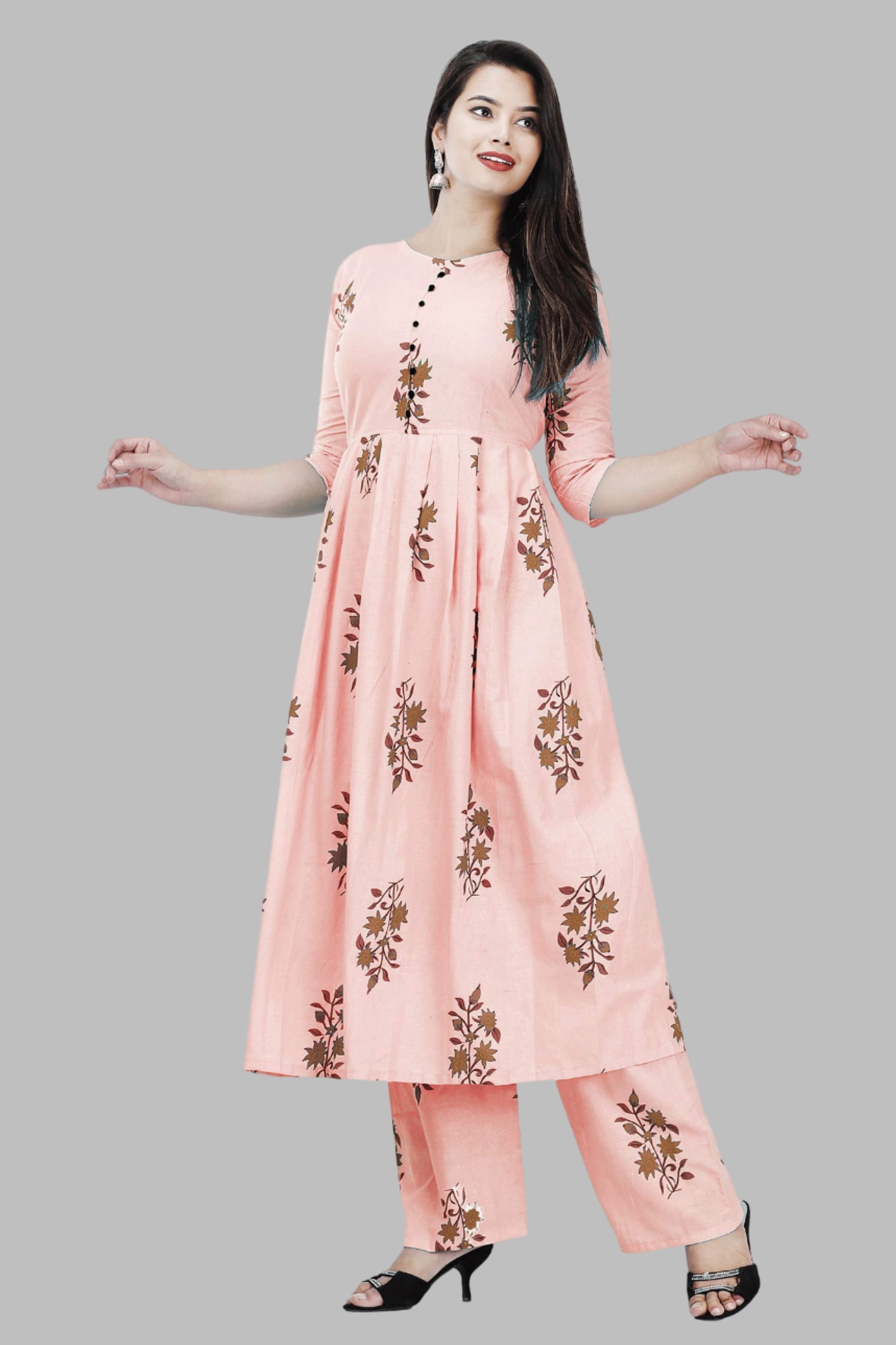     			G4Girl Cotton Printed Anarkali Women's Kurti - Pink ( Pack of 1 )