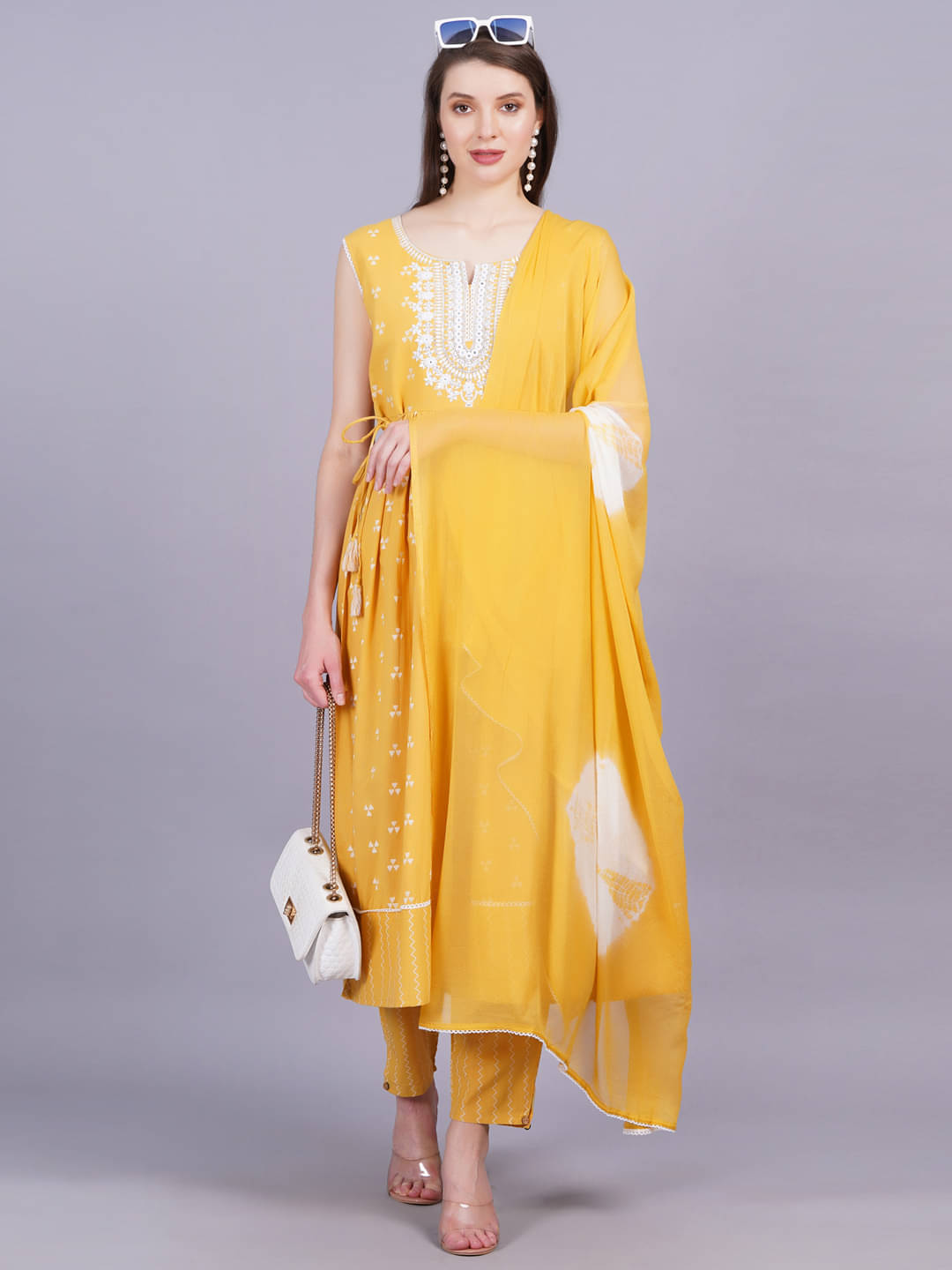 HIGHLIGHT FASHION EXPORT Cotton Embroidered Kurti With Pants Women's Stitched Salwar Suit - Yellow ( Pack of 1 ) HIGHLIGHT FASHION EXPORT Cotton Embroidered Kurti With Pants Women's Stitched Salwar Suit - Yellow ( Pack of 1 )