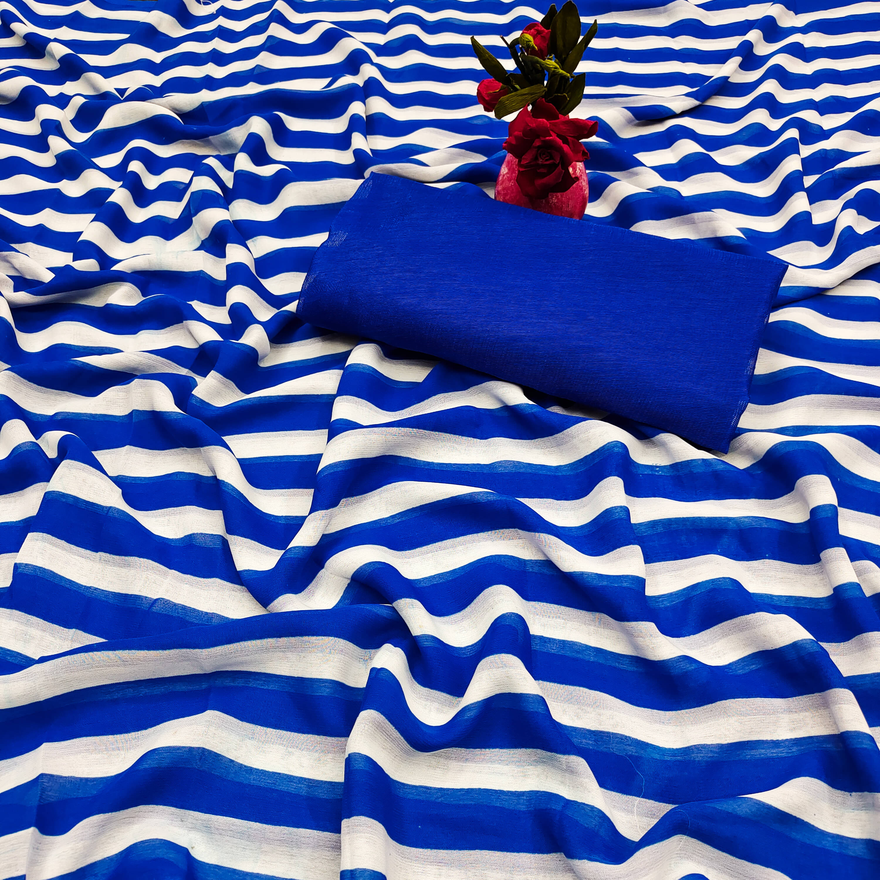 Kashvi Sarees Georgette Printed Saree With Unstitched Blouse Piece ( Blue ) Kashvi Sarees Georgette Printed Saree With Unstitched Blouse Piece ( Blue )