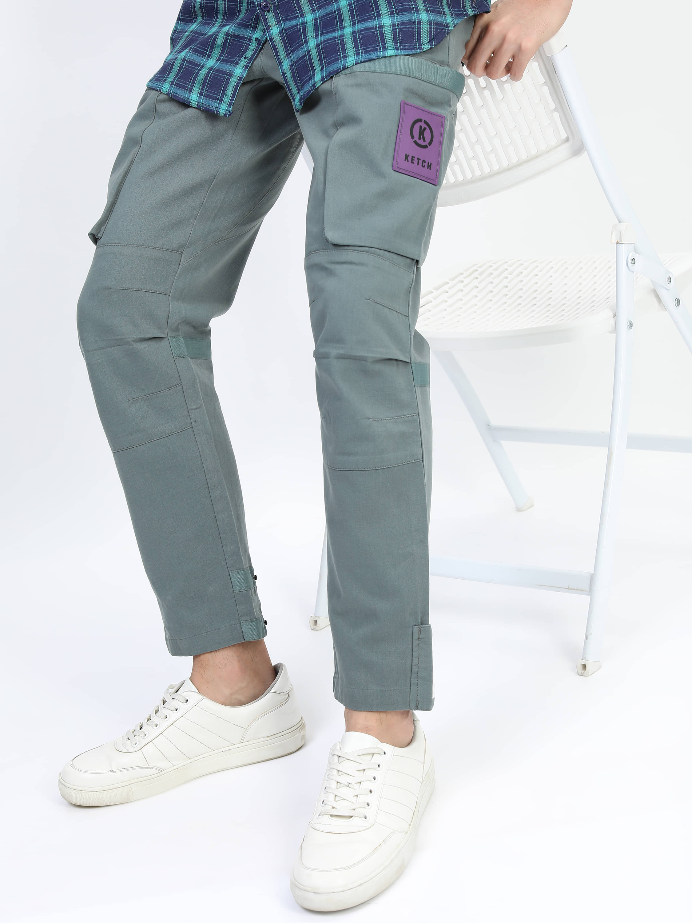     			Ketch Regular Flat Men's Cargos - Green ( Pack of 1 )