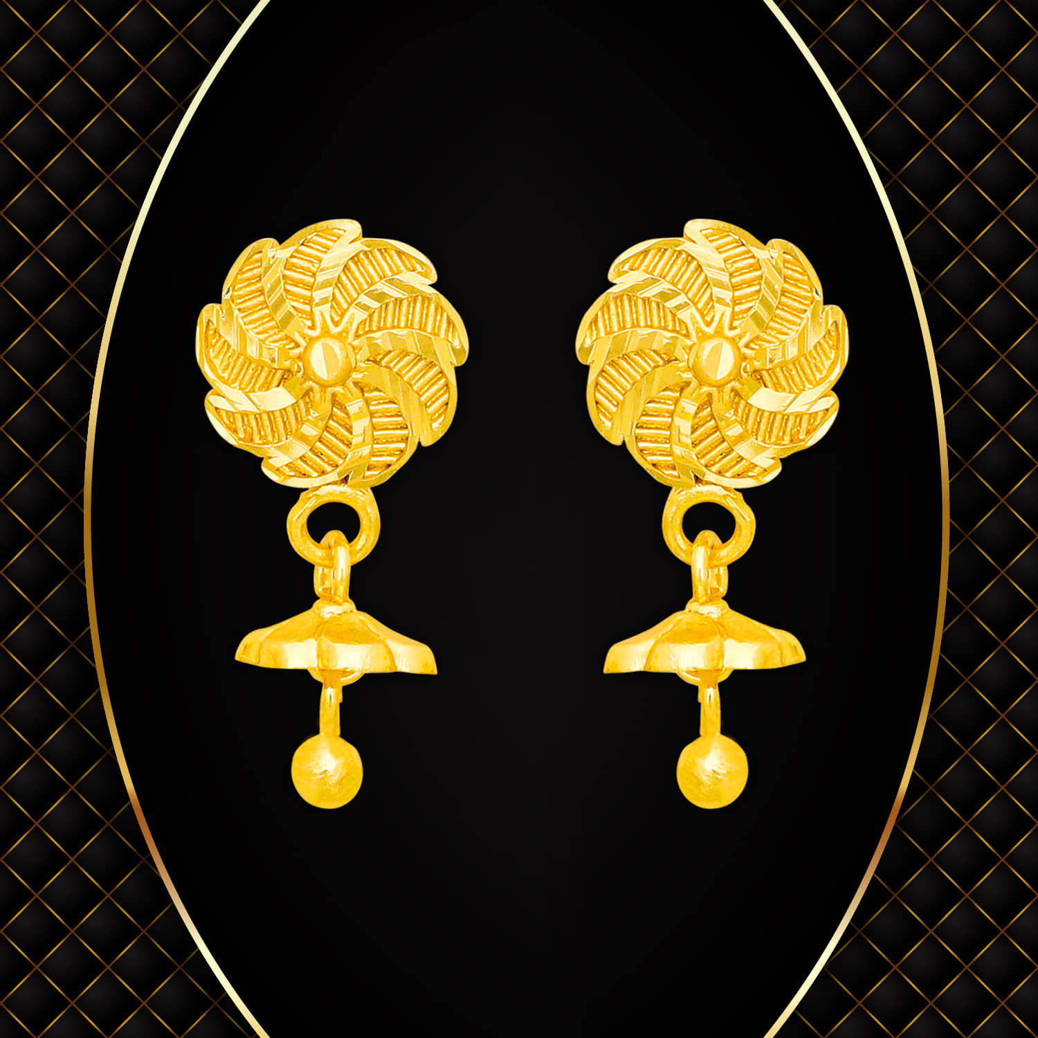 LUV FASHION Golden Stud Earrings ( Pack of 1 ) - Earrings | Buy online on ZillyBuy