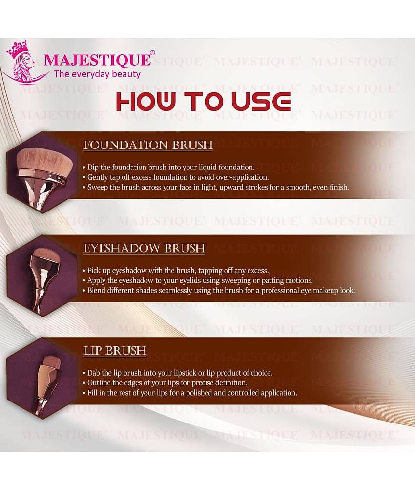 MAJESTIQUE MAJESTIQUE MAKEUP BRUSH Synthetic Contouring,Blending,Dust off Powder 40 g 3 Pcs