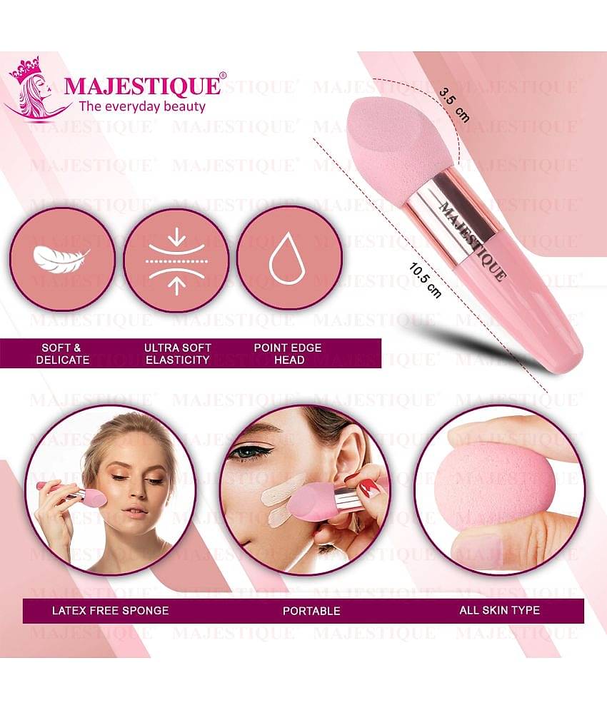 Majestique Makeup Foundation Brush with Mushroom Puff, Ideal for blending liquid - 2Pcs/Multicolor