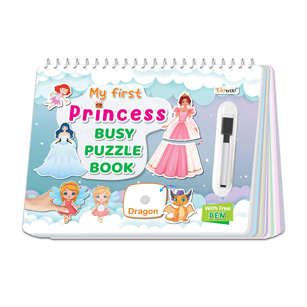     			My First Princess Busy Puzzle Book : Early learning activity book, Montessori Book with Hook and Loop, Toddler Activity Sticker Book for Early Learners, Spiral Binding Book, Activity Binder book for kids.