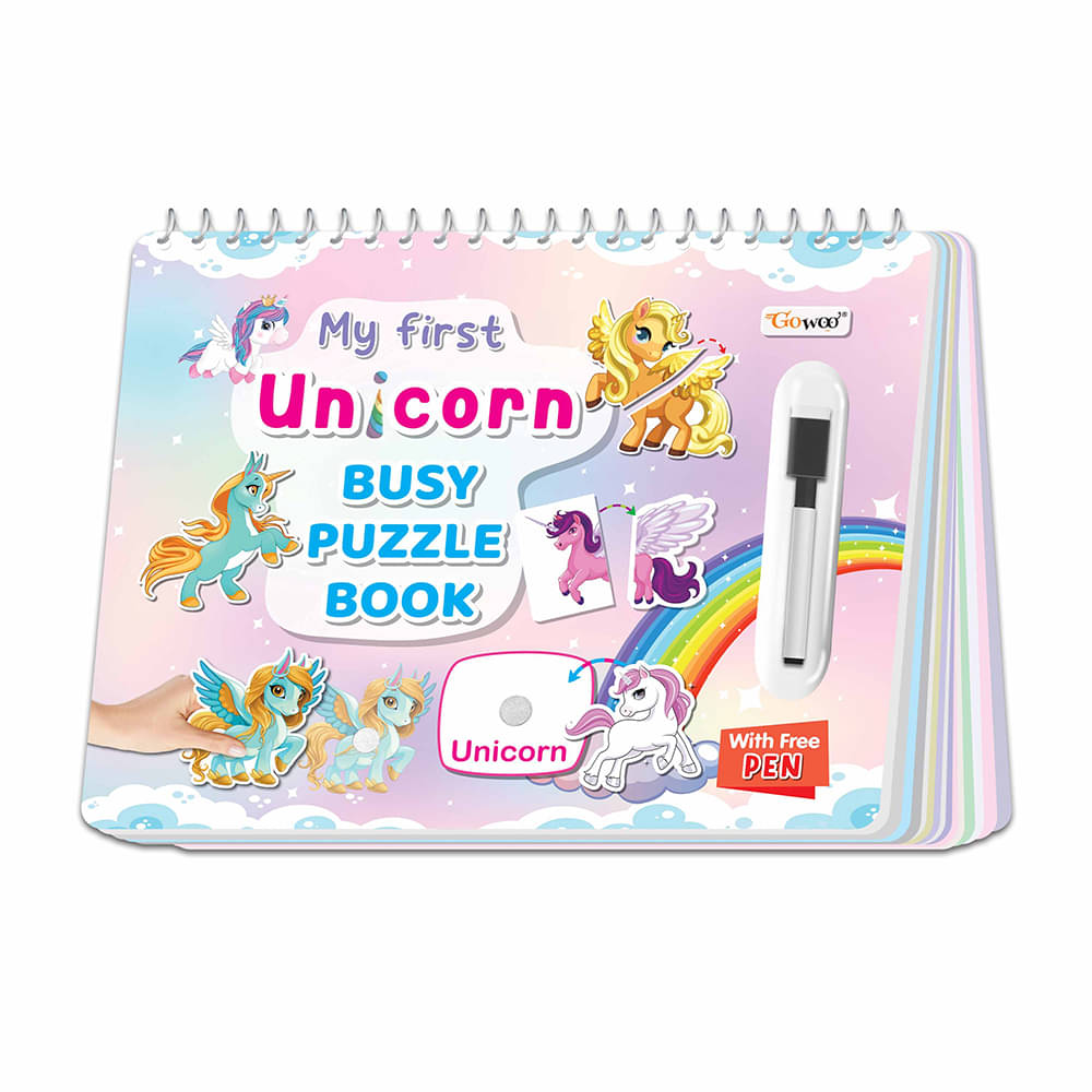 My First Unicorn Busy Puzzle Book : Kids Activity Book, Early Learning Binder book with Activities, Montessori Book with hook and loop, Splash and Tear proof, Activity Book for Toddlers with Stickers. My First Unicorn Busy Puzzle Book : Kids Activity Book, Early Learning Binder book with Activities, Montessori Book with hook and loop, Splash and Tear proof, Activity Book for Toddlers with Stickers.