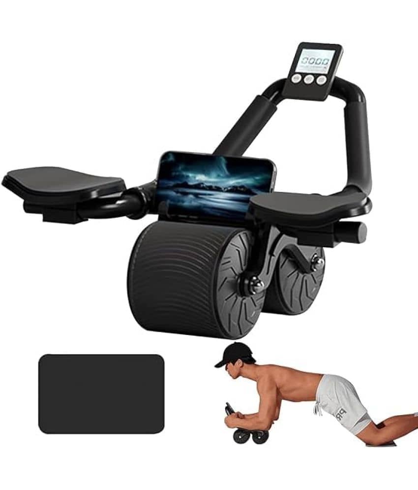 New Ab Roller Wheel, Automatic Rebound 2 In 1 For Abs Workout, Abdominal Fitness Wheel For Men Women, Dynamic Core Trainer Plank Exercise Wheels With Phone Stand For Home Gym Fitness (Black) Pack of 1 - Sports and Fitness Equipment | Buy online on ZillyBuy