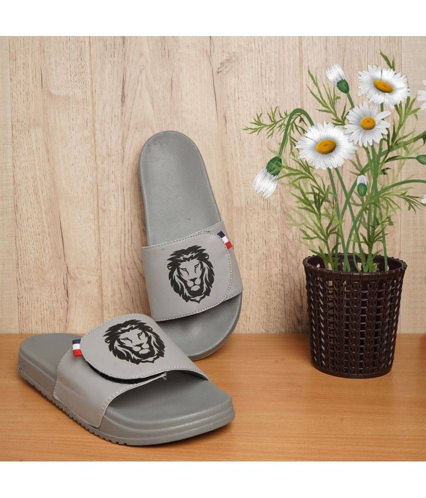     			PERY PAO Grey Men's Slide Flip Flop