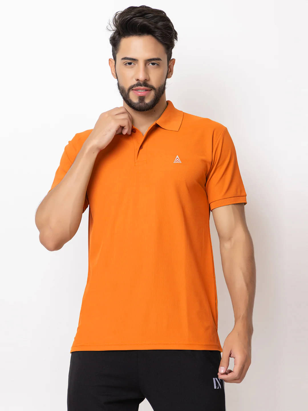 PROPERSEVEN Pack of 1 Polyester Regular Fit Solid Half Sleeves Men's Polo T Shirt ( Orange ) PROPERSEVEN Pack of 1 Polyester Regular Fit Solid Half Sleeves Men's Polo T Shirt ( Orange )
