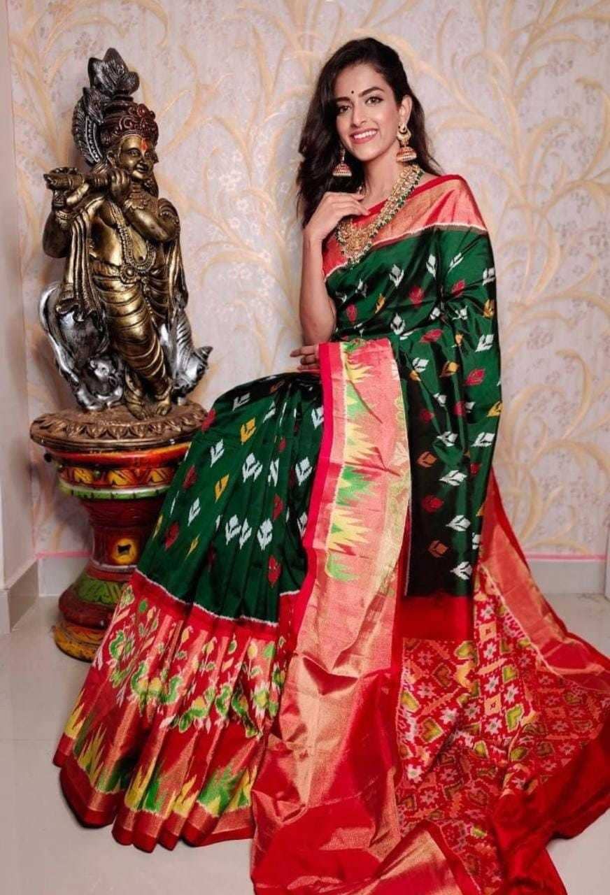 Saadhvi Art Silk Printed Saree With Unstitched Blouse Piece ( Green ) - Sarees | Buy online on ZillyBuy