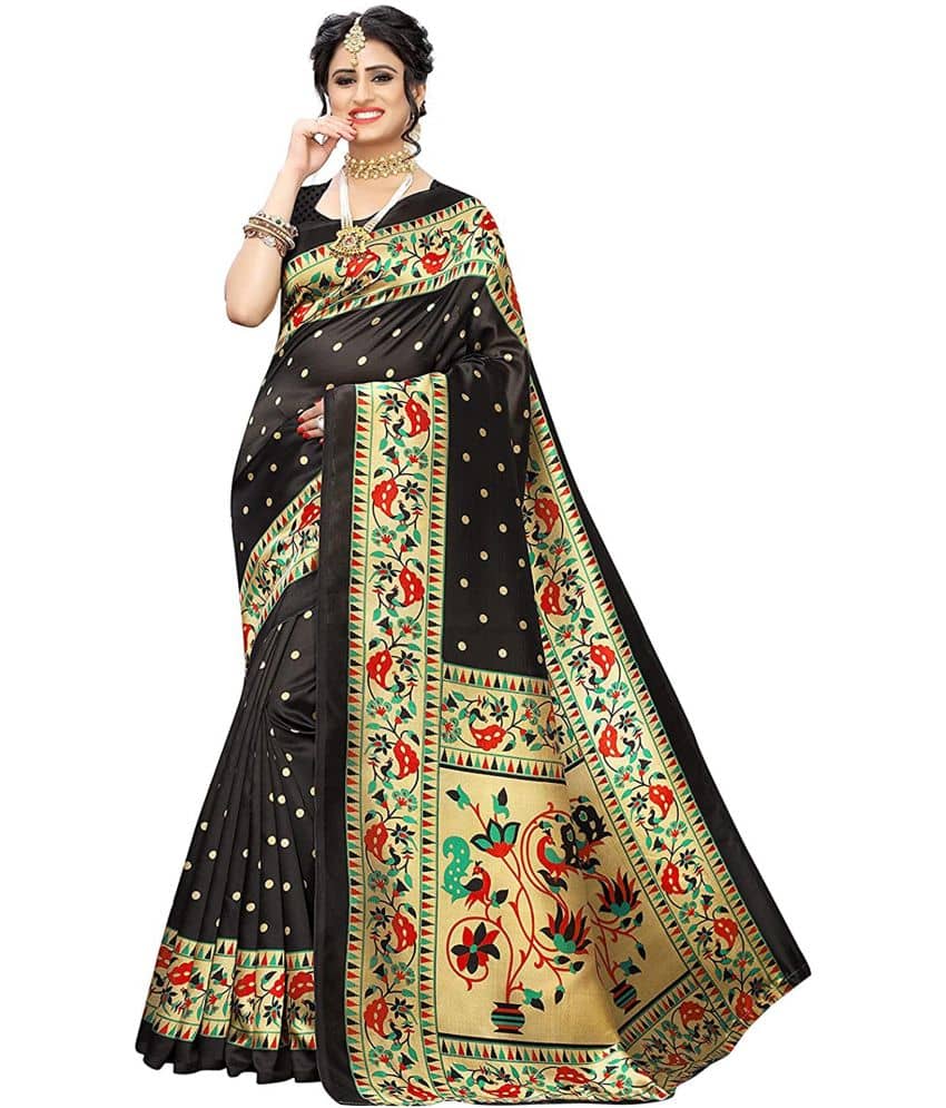 Saadhvi Art Silk Printed Saree With Unstitched Blouse Piece ( Multicolour ) - Sarees | Buy online on ZillyBuy