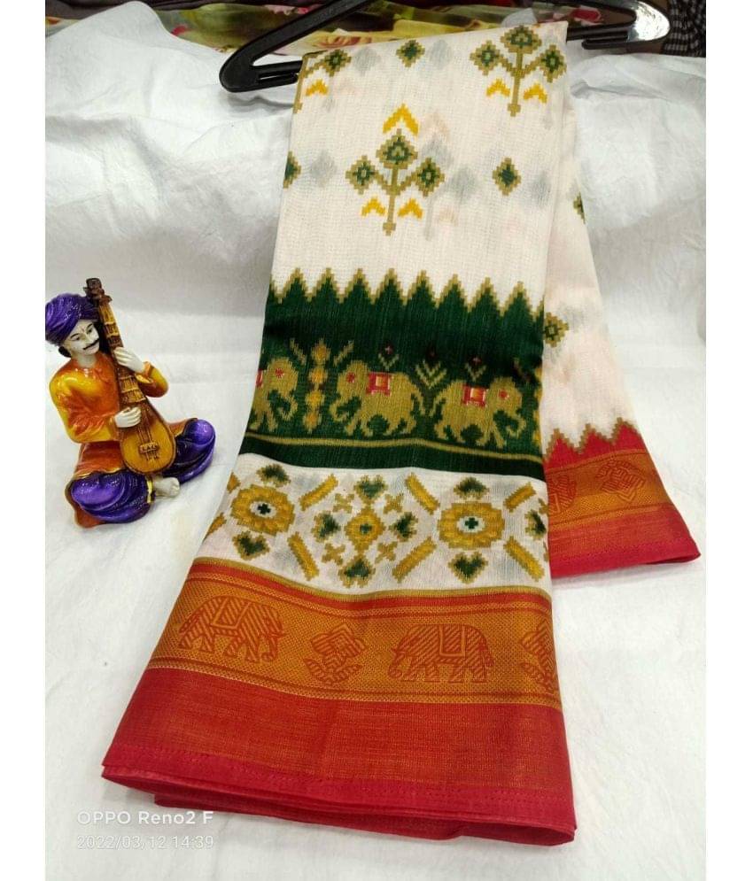     			Saadhvi Cotton Blend Printed Saree With Unstitched Blouse Piece ( Multicolour )