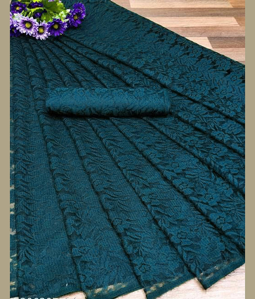 Saadhvi Net Embroidered Saree With Unstitched Blouse Piece ( Blue ) - Sarees | Buy online on ZillyBuy
