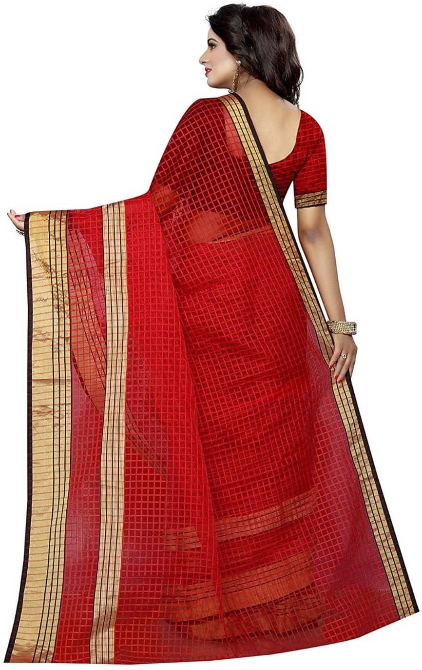     			Sadhvi Cotton Silk Solid Saree With Unstitched Blouse Piece ( Red )