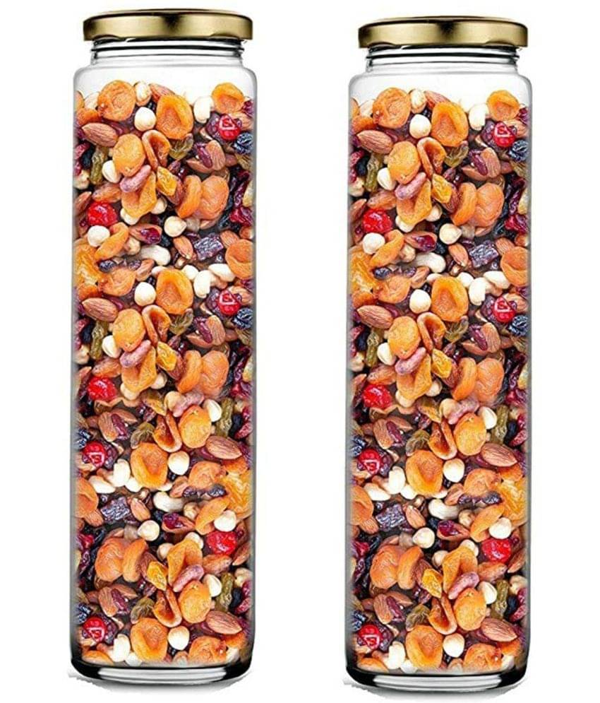 Somil Glass Container Glass Transparent Cookie Container ( Set of 2 ) Somil Glass Container Glass Transparent Cookie Container ( Set of 2 )
