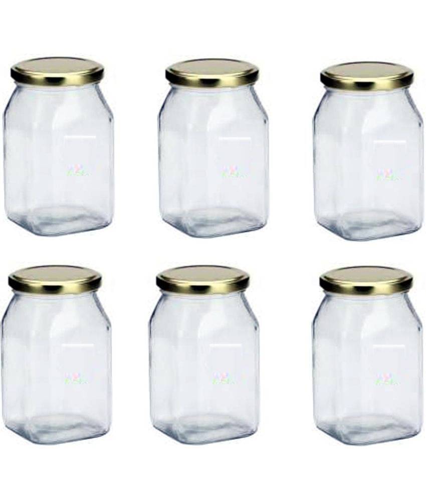 Somil Glass Container Glass Transparent Cookie Container ( Set of 6 ) Somil Glass Container Glass Transparent Cookie Container ( Set of 6 )