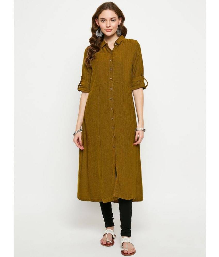 VIAZAA Woollen Self Design Front Slit Women's Kurti - Mustard ( Pack of 1 ) VIAZAA Woollen Self Design Front Slit Women's Kurti - Mustard ( Pack of 1 )